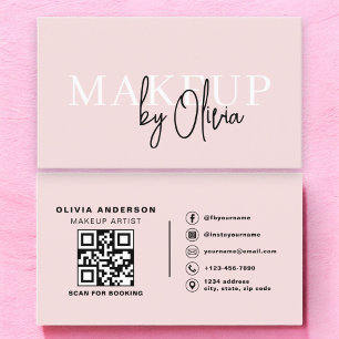 QR Code Make-up Artist Blush Pink Social Media Visitekaartje