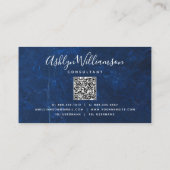QR Code marble waterverf Gold turkooizen script Visitekaartje (Achterkant)