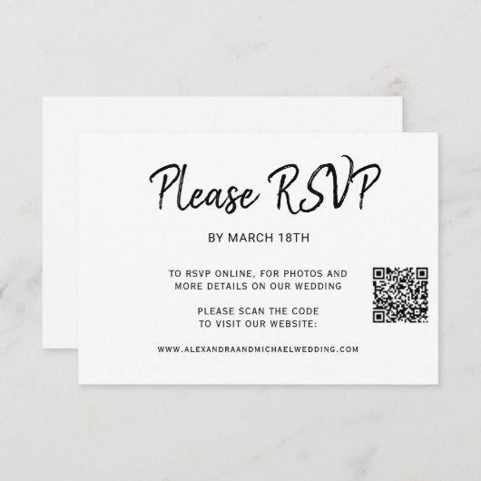 QR CODE mariage site web réponse en ligne carte RS (Devant / Derrière)