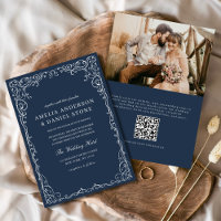 QR Code Marine Blauw Foto Minimalistisch Elegante