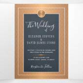 QR CODE marine moderne en cuivre or faire-part de  (Intérieur au milieu)