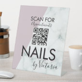 QR-code marmer Nail Salon Appointes Reclamebord Met Voetstuk (Insitu)