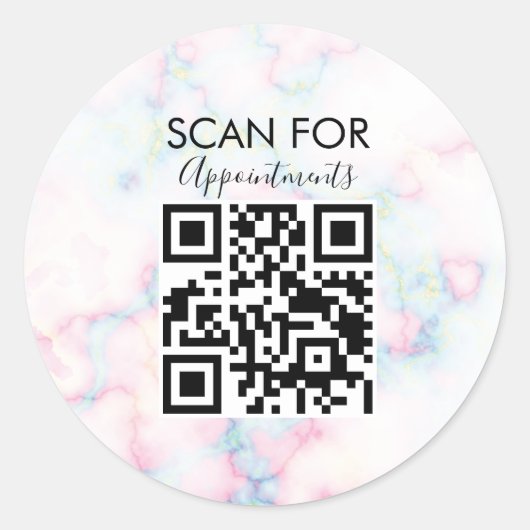 QR-code marmer Nail Salon Appointes Ronde Sticker (Voorkant)