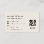QR Code Massage Therapist Modern Minimalist Visitekaartje (Achterkant)