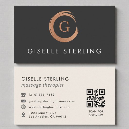 QR Code Massage Therapist Modern Minimalist Visitekaartje