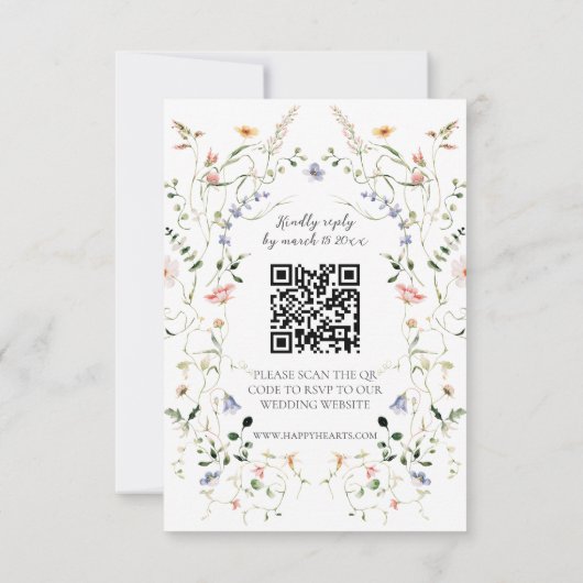 QR Code Meadow Wildflower Rustieke foto bruiloft RSVP Kaartje (Achterkant)
