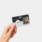 QR Code Medewerker ID Zwart Grijs Logo Foto Badge (Handheld)