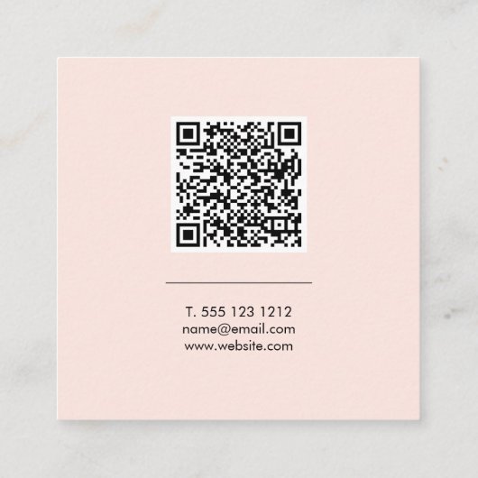 QR-code Meisje minimale professionele Blush roze Vierkante Visitekaartje (Achterkant)