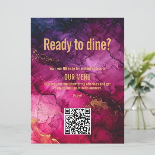 QR code menu Elégance céleste marbre (Debout devant)
