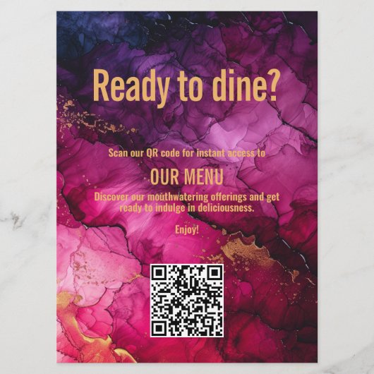 QR code menu Elégance céleste marbre (Devant)