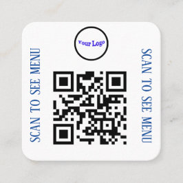 QR Code Menu Kaarten voor restaurants en cafés Vierkante Visitekaartje