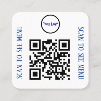 QR Code Menu Kaarten voor restaurants en cafés Vierkante Visitekaartje