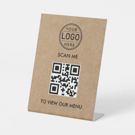 QR Code Menu Logo Modern Reclamebord Met Voetstuk (Voorkant)