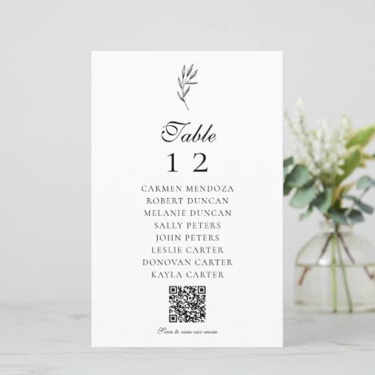 QR Code Menu Minimal Elegant Seating Chart Wedding (Debout devant)