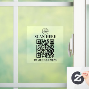 QR Code Menu Tekst Aangepast Logo Raamsticker