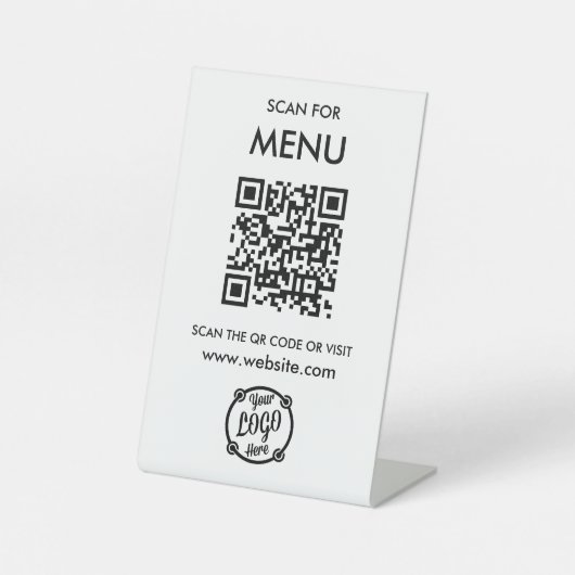 QR Code Menu voor restaurants touchless Modern Reclamebord Met Voetstuk (Voorkant)