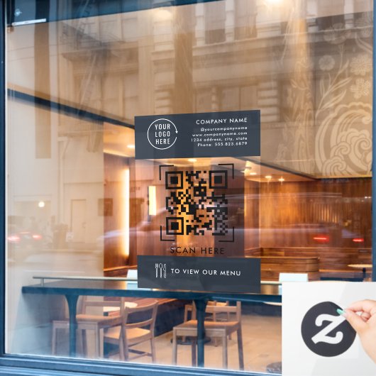 QR-code menu | Zakelijk logo contactloos Raamsticker (Cafe Raam)