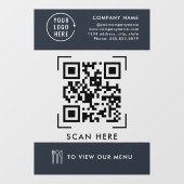 QR-code menu | Zakelijk logo contactloos Raamsticker (Vel)