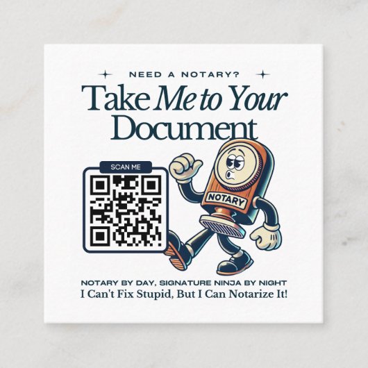 QR Code Merk Karakter Notaris Publiek Vierkante Visitekaartje (Voorkant)