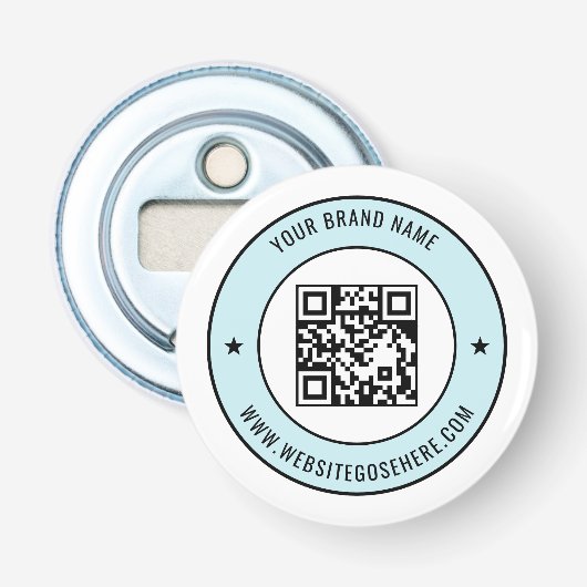 QR-code met aangepaste tekst magnetisch merkdesign Button Flesopener (Voorkant)