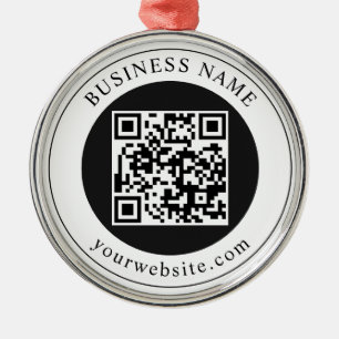 QR-code met bedrijfsnaam bewerkbaar Metalen Ornament