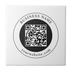 QR-code met bedrijfsnaam bewerkbaar Tegeltje