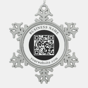 QR-code met bedrijfsnaam bewerkbaar Tin Sneeuwvlok Ornament