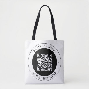 QR-code met bedrijfsnaam bewerkbare cirkelvormige Draagtas