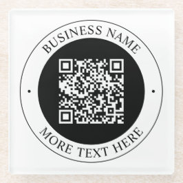 QR-code met bedrijfsnaam bewerkbare cirkelvormige Glazen Onderzetter