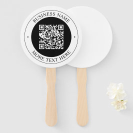 QR-code met bedrijfsnaam Bewerkbare cirkelvormige Handwaaier