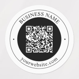 QR-code met bedrijfsnaam bewerkbare cirkelvormige Labels
