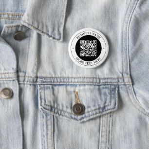 QR-code met bedrijfsnaam bewerkbare cirkelvormige  Ronde Button 5,7 Cm