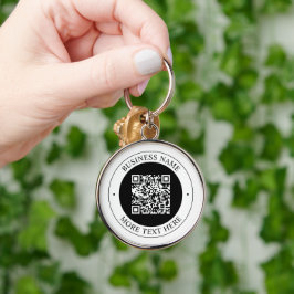 QR-code met bedrijfsnaam bewerkbare cirkelvormige Sleutelhanger