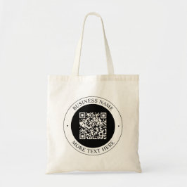QR-code met bedrijfsnaam bewerkbare cirkelvormige Tote Bag