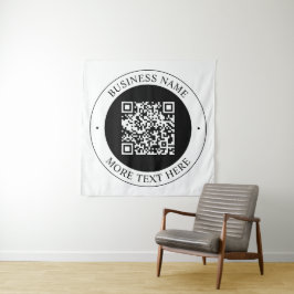 QR-code met bedrijfsnaam bewerkbare cirkelvormige Wandkleed