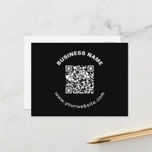 QR-code met bedrijfsnaam vet cirkelvormige tekst Briefkaart