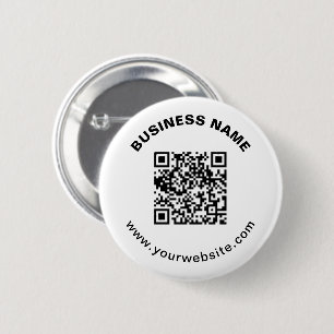 QR-code met bedrijfsnaam vet cirkelvormige tekst Ronde Button 5,7 Cm
