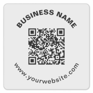 QR-code met bedrijfsnaam vet cirkelvormige tekst Sticker