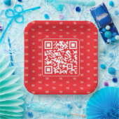 QR-code met je Logo of Afbeelding betegeld Papieren Bordje (Feest)