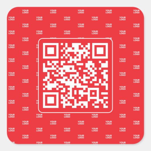 QR-code met je Logo of Afbeelding betegeld Vierkante Sticker (Voorkant)