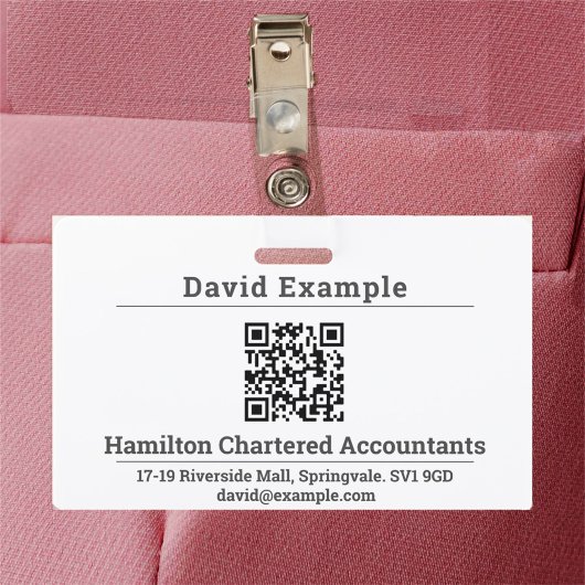 QR-code met naam en bedrijfspasje Badge