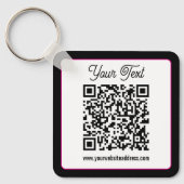 QR-code met script cursief handschrift Sleutelhanger (Voorkant)