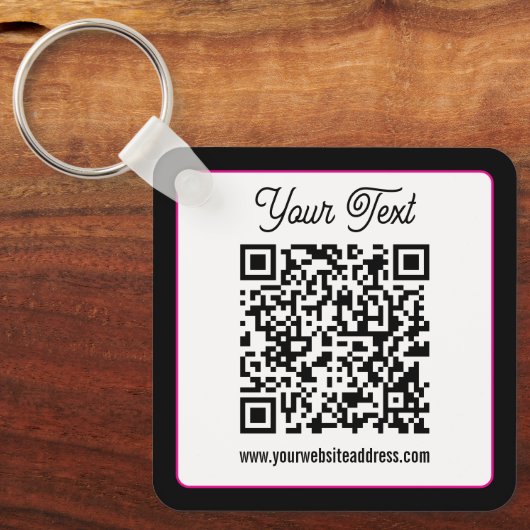 QR-code met script cursief handschrift Sleutelhanger (Voorkant)