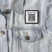 QR-code met script cursief handschrift Vierkante Button 5,1 Cm (In situ)