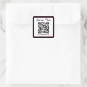 QR-code met script cursief handschrift Vierkante Sticker (Tas)