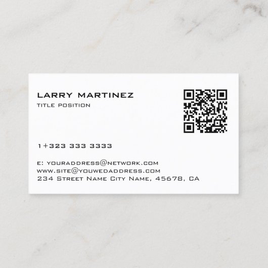 QR Code Metallic Faux Goud en Wit Visitekaartje (Achterkant)