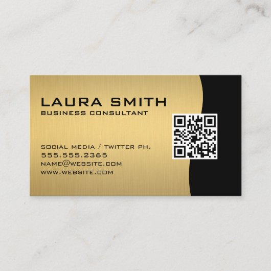 QR-code / Metallic Gold Visitekaartje (Voorkant)
