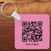 QR-code Minimaal eenvoudig meisje Blush roze met t Sleutelhanger (Voorkant)