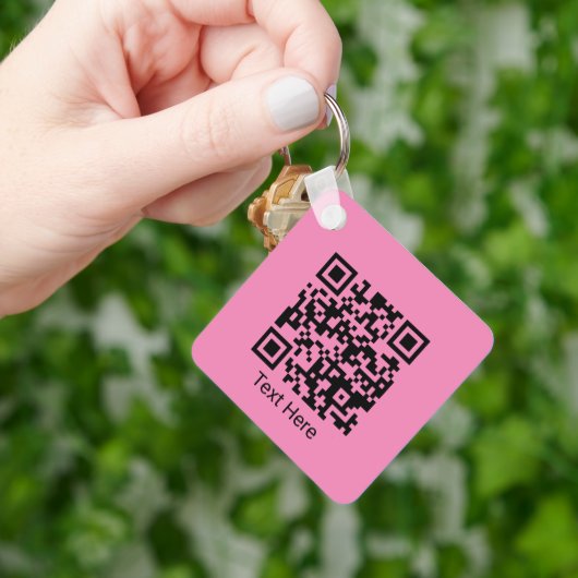 QR-code Minimaal eenvoudig meisje Blush roze met t Sleutelhanger (Hand)