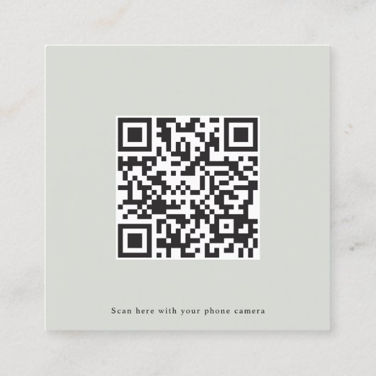 QR Code Minimal Rustique Vert Mariage Carte Rsvp (Dos)